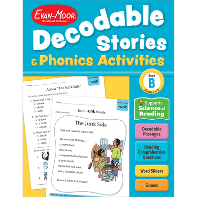 Decodable Stories and Phonics Activities, Level B, Grade 1 - 2 Workbook